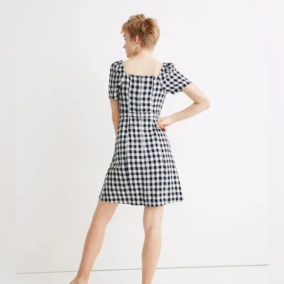 NWT Madewell Navy & White Gingham Tie-Front Swing Dress - Picture 3 of 6